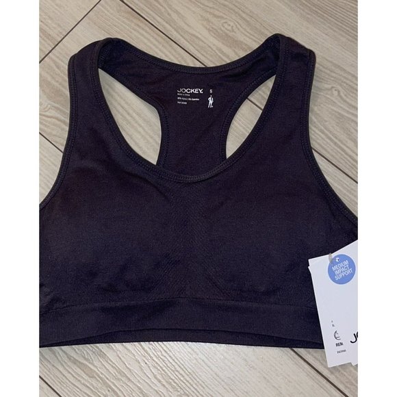 Jockey Sports Bra Seamless Removable Cups Med Impact Womens S Small Charcoal New - Picture 3 of 4